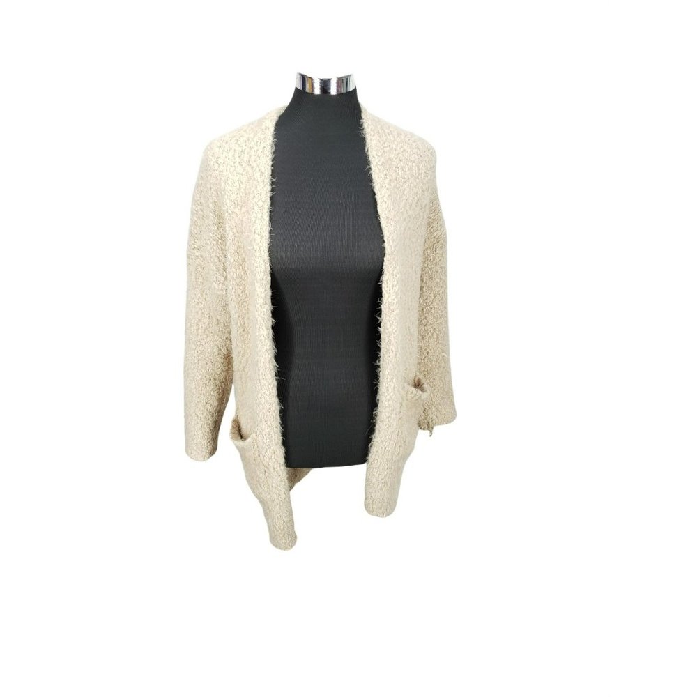 Molly Green Beige S/M Open Drape Front‎ Cardigan Sweater
